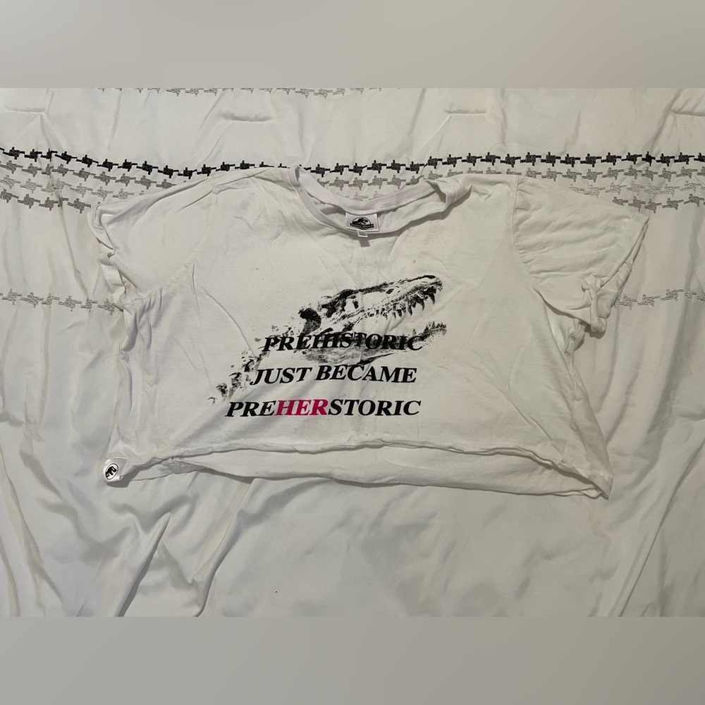 White Dino Crop Tee